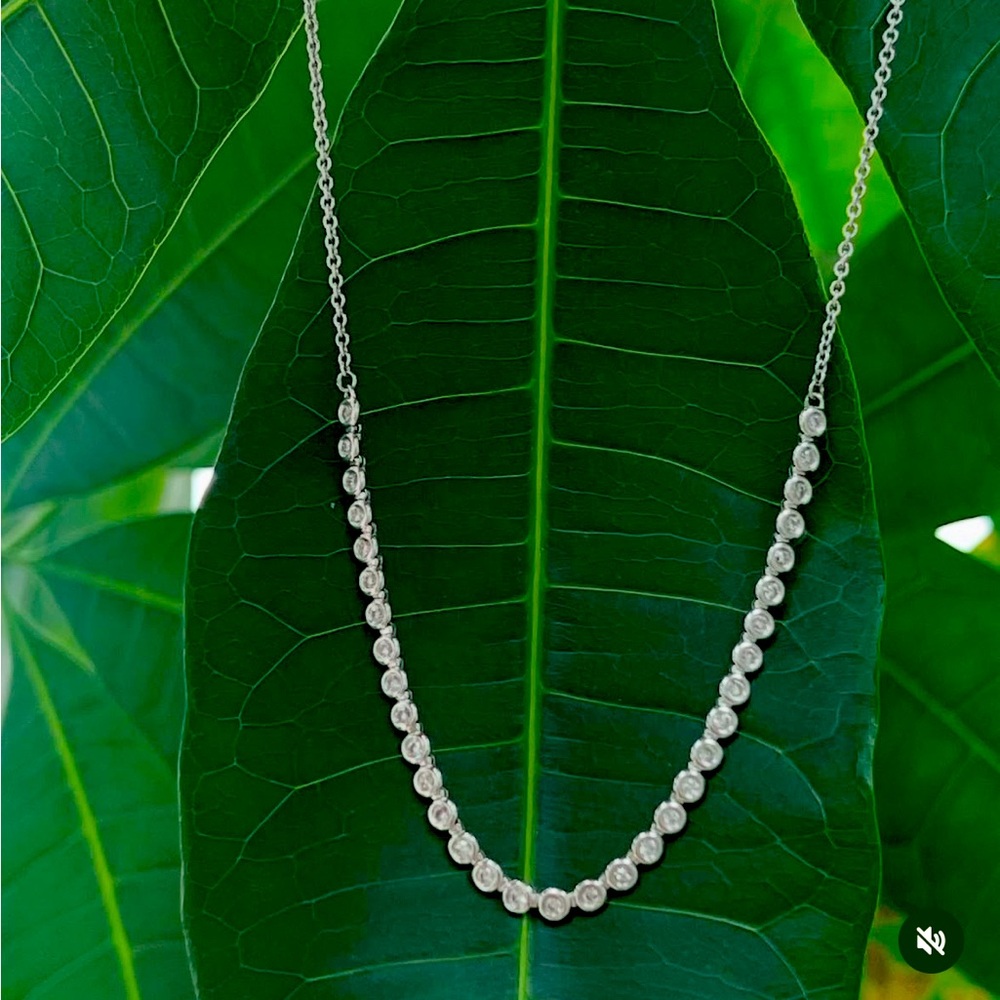 White Gold BEZEL set Diamond Tennis Adjustable Necklace